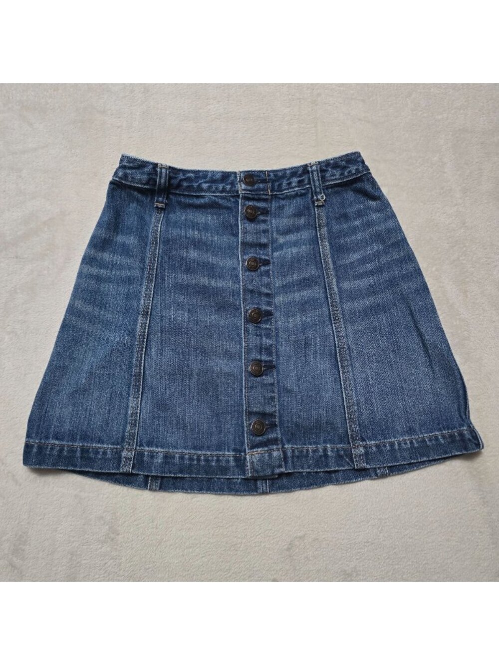 Abercrombie & Fitch Womens Blue Denim A-Line Button Front Mini Skirt Size 0